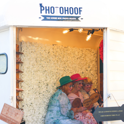 Guests inside Photohoof's horse box photo booth