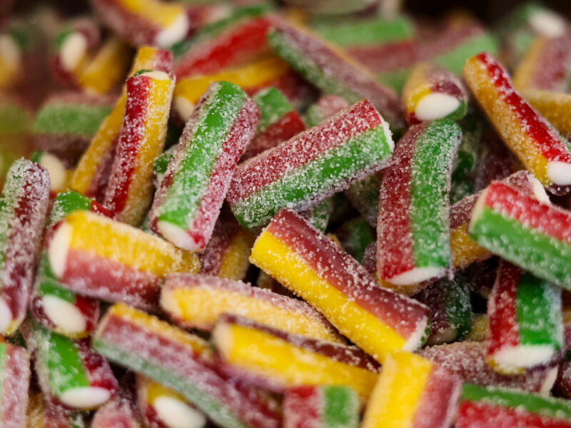 Treatcycle Sweets at Abbey House Hotel Colourful fizzy sweets displayed in the Photohoof Treatcycle at Abbey House Hotel